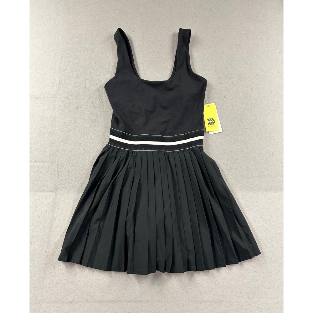 New All In Motion Women's XS Tennis Athletic Pleated Dress Built in Shorts Black